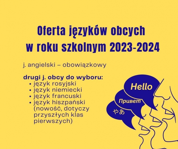 Oferta języków obcych w roku szkolnym 2023-2024
